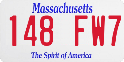 MA license plate 148FW7