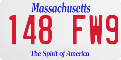 MA license plate 148FW9