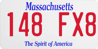 MA license plate 148FX8