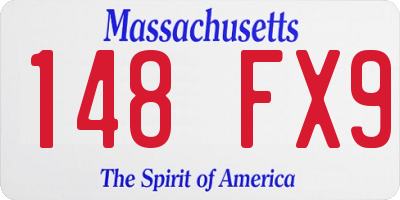 MA license plate 148FX9