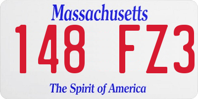 MA license plate 148FZ3