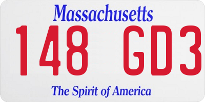 MA license plate 148GD3