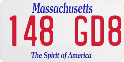 MA license plate 148GD8