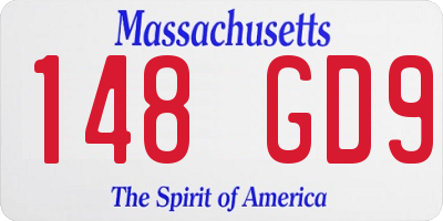MA license plate 148GD9