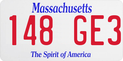 MA license plate 148GE3