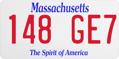 MA license plate 148GE7