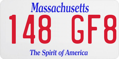 MA license plate 148GF8