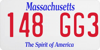MA license plate 148GG3