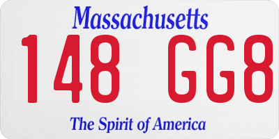 MA license plate 148GG8