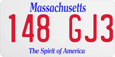 MA license plate 148GJ3