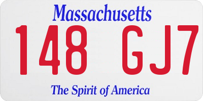 MA license plate 148GJ7