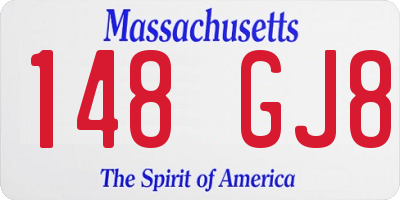MA license plate 148GJ8