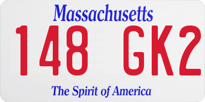 MA license plate 148GK2