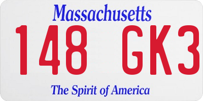 MA license plate 148GK3