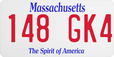 MA license plate 148GK4