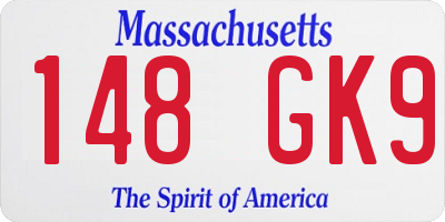 MA license plate 148GK9