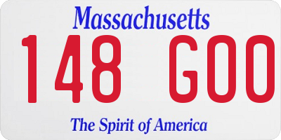 MA license plate 148GO0