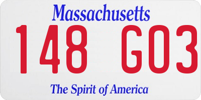 MA license plate 148GO3