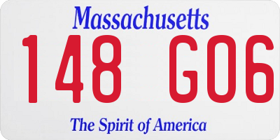 MA license plate 148GO6