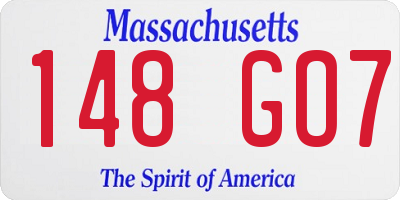 MA license plate 148GO7