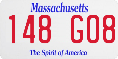 MA license plate 148GO8