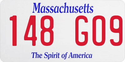 MA license plate 148GO9