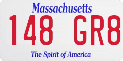 MA license plate 148GR8