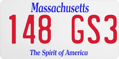 MA license plate 148GS3
