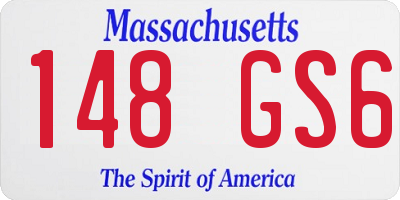 MA license plate 148GS6