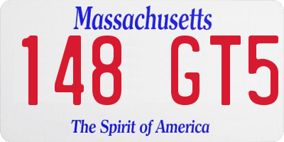 MA license plate 148GT5