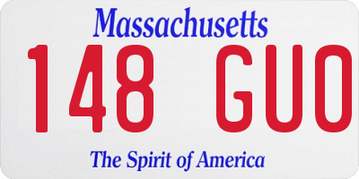 MA license plate 148GU0