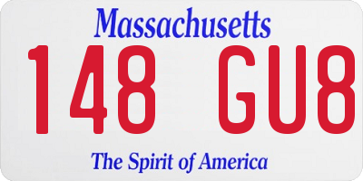 MA license plate 148GU8