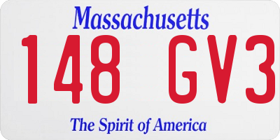 MA license plate 148GV3