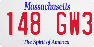 MA license plate 148GW3