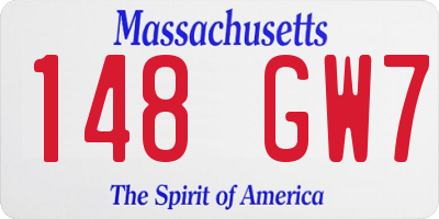 MA license plate 148GW7