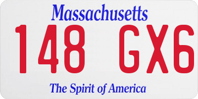 MA license plate 148GX6