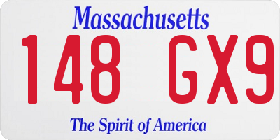 MA license plate 148GX9