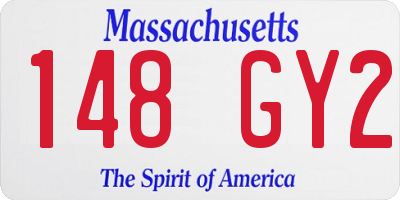 MA license plate 148GY2