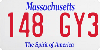 MA license plate 148GY3