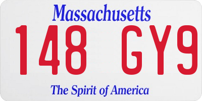 MA license plate 148GY9