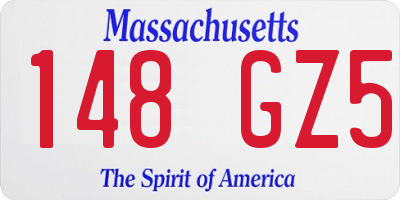 MA license plate 148GZ5