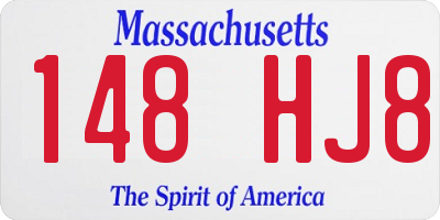 MA license plate 148HJ8
