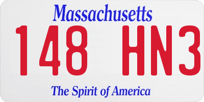MA license plate 148HN3