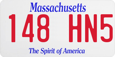 MA license plate 148HN5