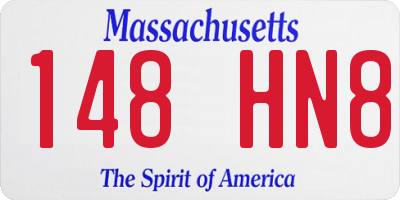 MA license plate 148HN8