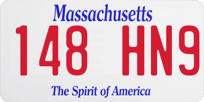 MA license plate 148HN9