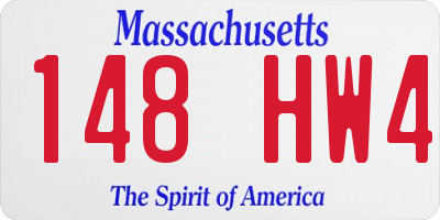 MA license plate 148HW4