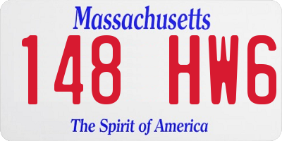 MA license plate 148HW6