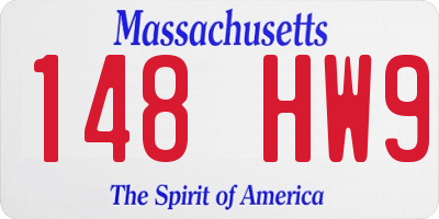 MA license plate 148HW9