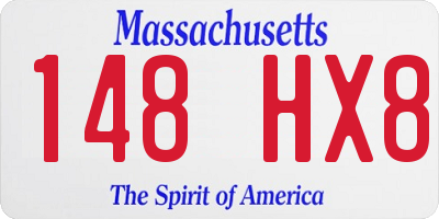MA license plate 148HX8